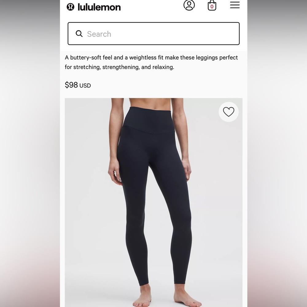 Lululemon Navy Leggings, 25”, 8